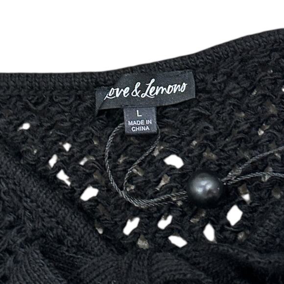 NWT For Love & Lemons Black Crochet Top with Ties - Picture 6 of 8